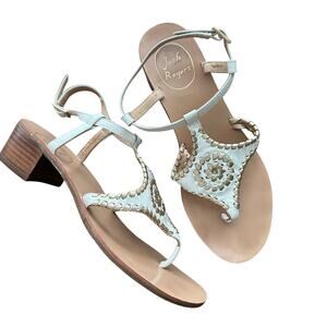 Jack Rogers Elise Block Heel Sandal 7 White Gold